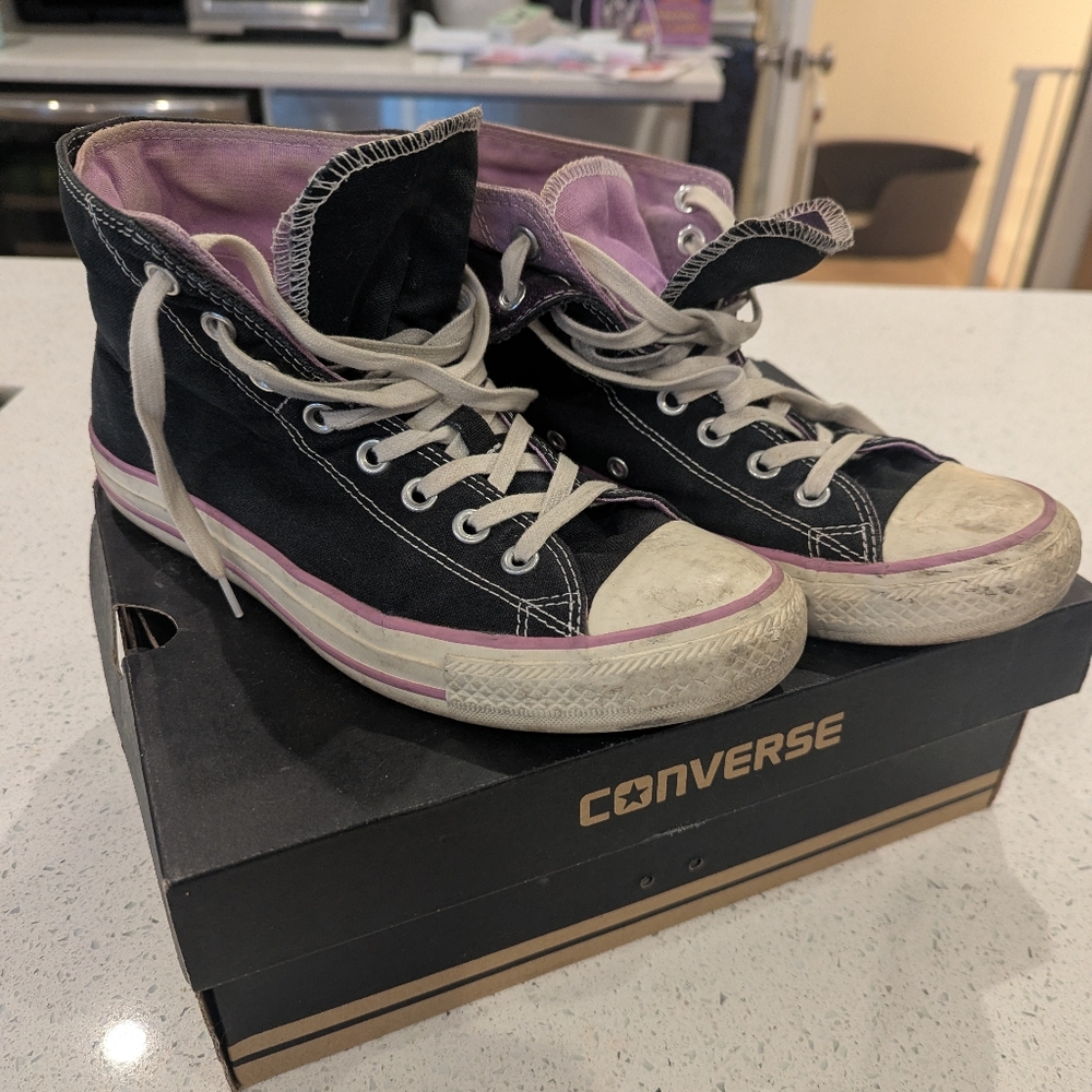 Converse Black and Pink High-Top Sneakers